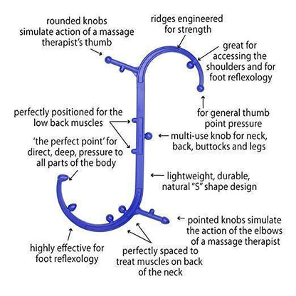 Self massager with therapeutic hooks